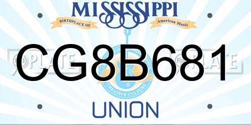 CG8B681 Mississippi License Plate