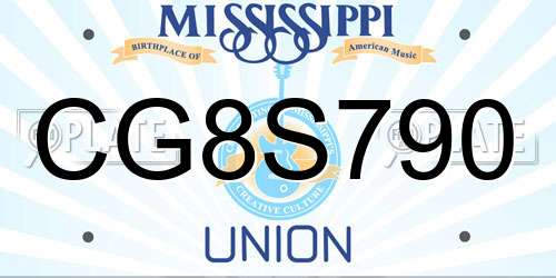 CG8S790 Mississippi License Plate