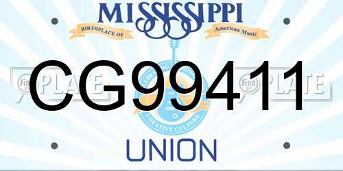 CG99411 Mississippi License Plate