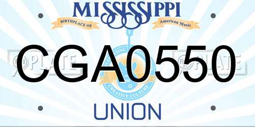 CGA0550 Mississippi License Plate
