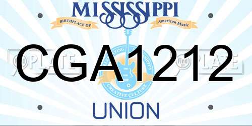 CGA1212 Mississippi License Plate