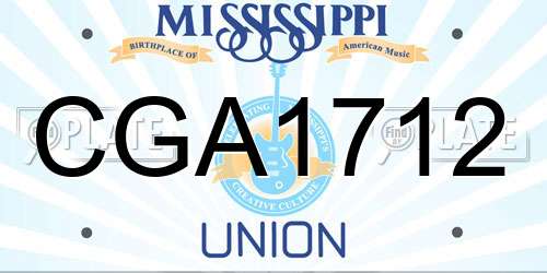 CGA1712 Mississippi License Plate