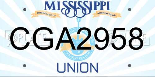 CGA2958 Mississippi License Plate