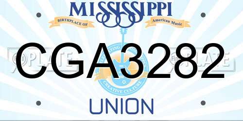 CGA3282 Mississippi License Plate
