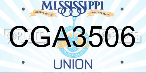 CGA3506 Mississippi License Plate