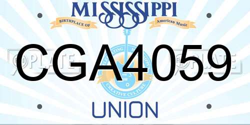CGA4059 Mississippi License Plate
