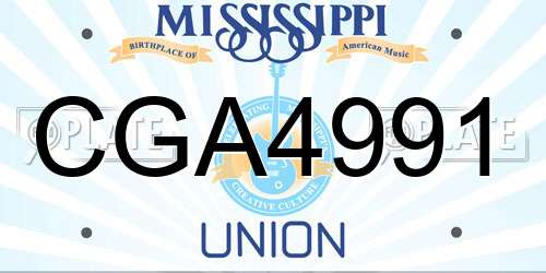 CGA4991 Mississippi License Plate