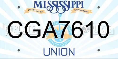 CGA7610 Mississippi License Plate