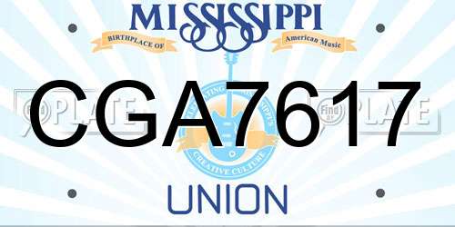 CGA7617 Mississippi License Plate