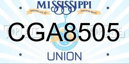 CGA8505 Mississippi License Plate