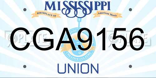 CGA9156 Mississippi License Plate