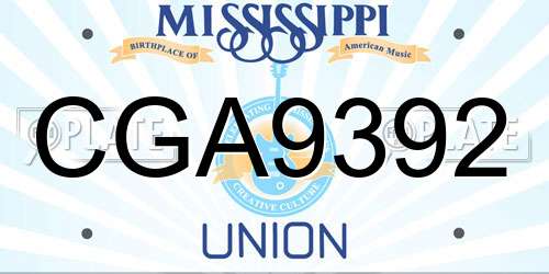 CGA9392 Mississippi License Plate