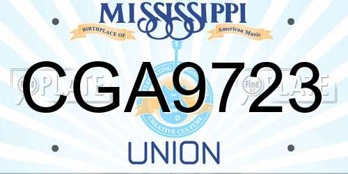CGA9723 Mississippi License Plate