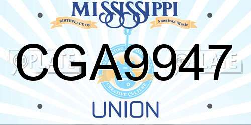 CGA9947 Mississippi License Plate