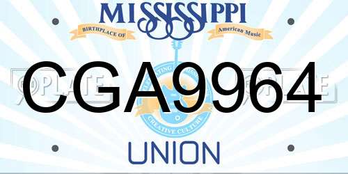 CGA9964 Mississippi License Plate