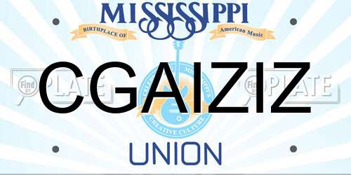 CGAIZIZ Mississippi License Plate