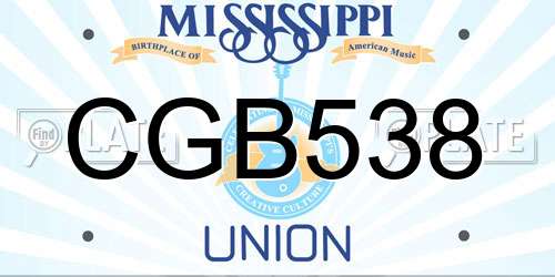 CGB538 Mississippi License Plate