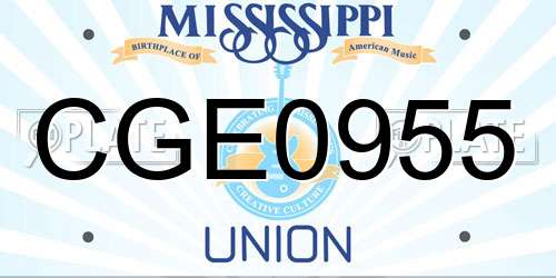 CGE0955 Mississippi License Plate