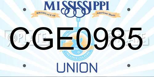 CGE0985 Mississippi License Plate