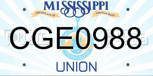 CGE0988 Mississippi License Plate