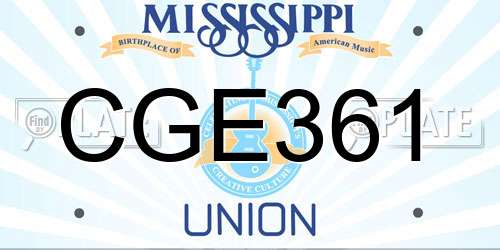 CGE361 Mississippi License Plate