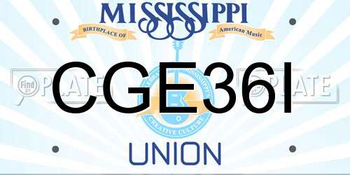 CGE36I Mississippi License Plate