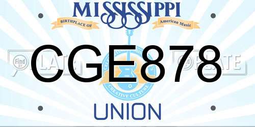 CGE878 Mississippi License Plate