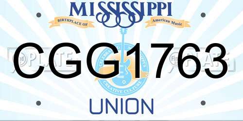 CGG1763 Mississippi License Plate