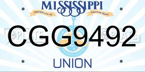 CGG9492 Mississippi License Plate