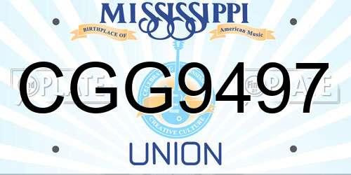 CGG9497 Mississippi License Plate