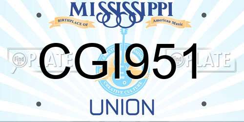 CGI951 Mississippi License Plate
