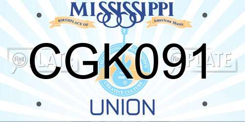 CGK091 Mississippi License Plate