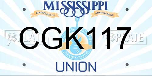 CGK117 Mississippi License Plate