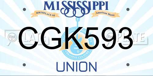 CGK593 Mississippi License Plate