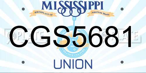 CGS5681 Mississippi License Plate
