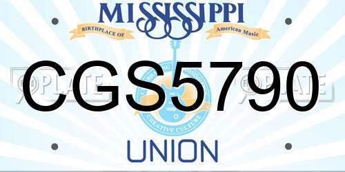 CGS5790 Mississippi License Plate