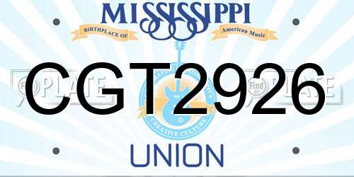CGT2926 Mississippi License Plate