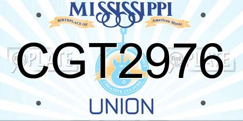 CGT2976 Mississippi License Plate