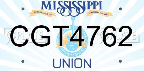 CGT4762 Mississippi License Plate