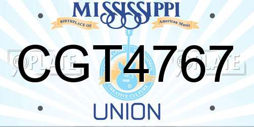 CGT4767 Mississippi License Plate