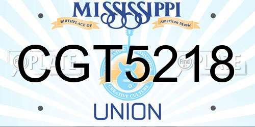 CGT5218 Mississippi License Plate