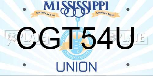 CGT54U Mississippi License Plate