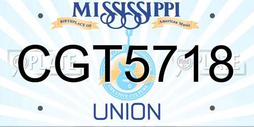 CGT5718 Mississippi License Plate