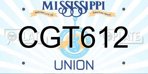 CGT612 Mississippi License Plate