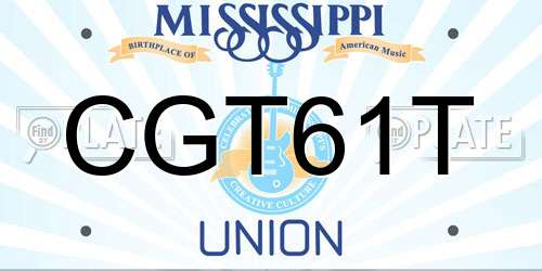 CGT61T Mississippi License Plate