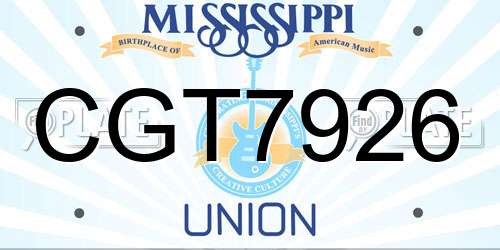 CGT7926 Mississippi License Plate