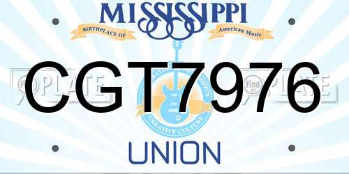 CGT7976 Mississippi License Plate