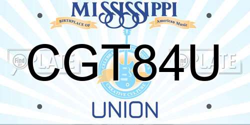 CGT84U Mississippi License Plate