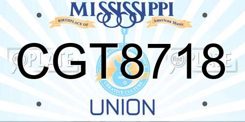 CGT8718 Mississippi License Plate
