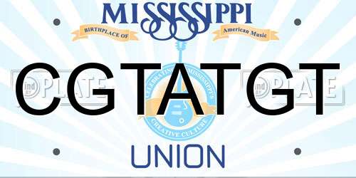 CGTATGT Mississippi License Plate